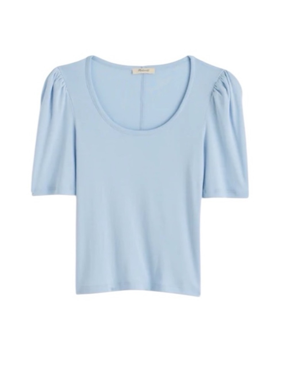 Madewell Pale Blue Scoop Neck Puff Sleeve Tee